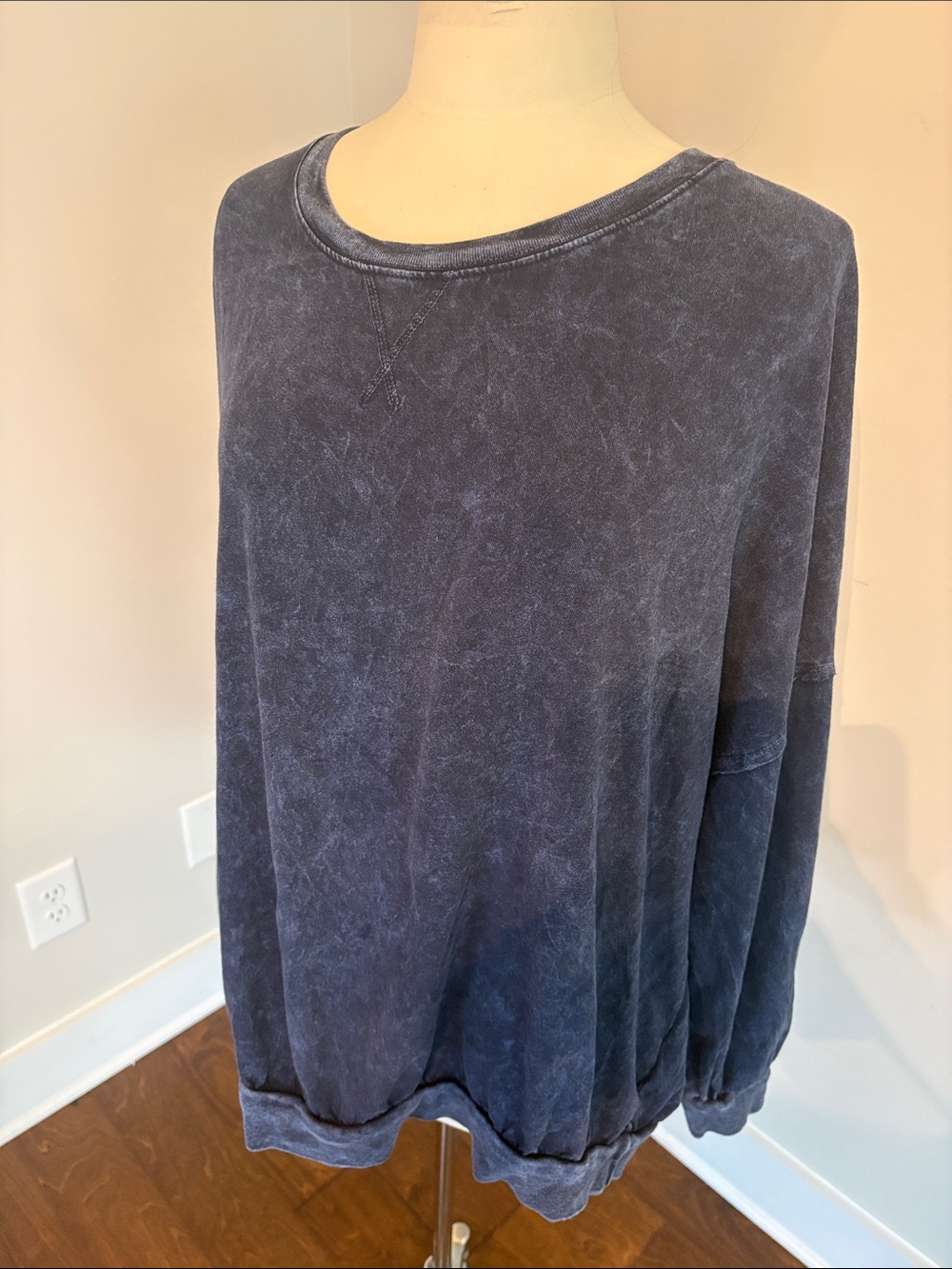 We The Free Mineral Wash Navy Crewneck Sweater Oversized XL